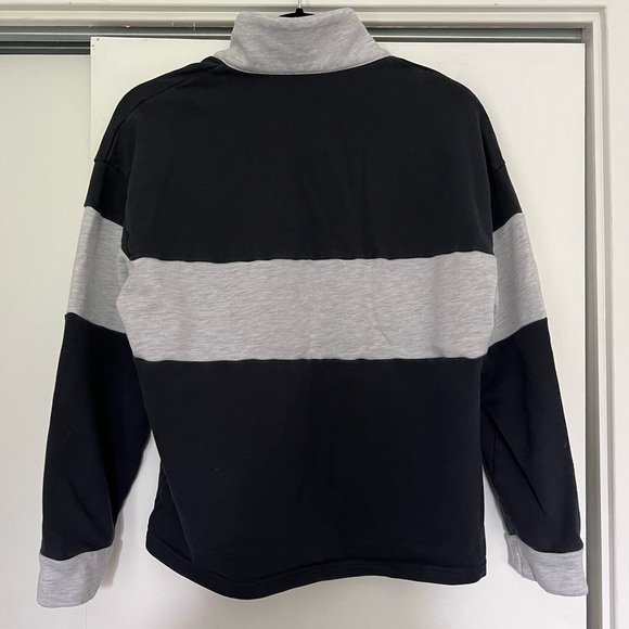 SHEIN striped polo long sleeved shirt, with a collar, navy and grey color - Picture 2 of 2